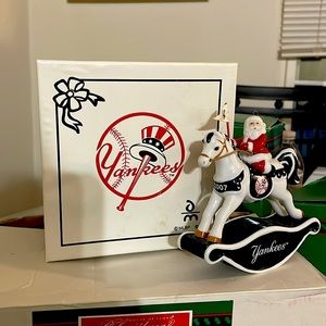 Xmas ornaments NY Yankees 2007 Santa Train2005 Santa Rocking Horse. like new